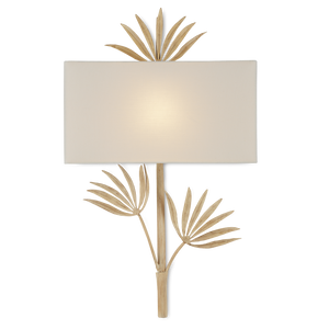 Calliope Nature-Inspired Coco Cream Wall Sconce with Elegant White Shade, Artisan Crafted Design