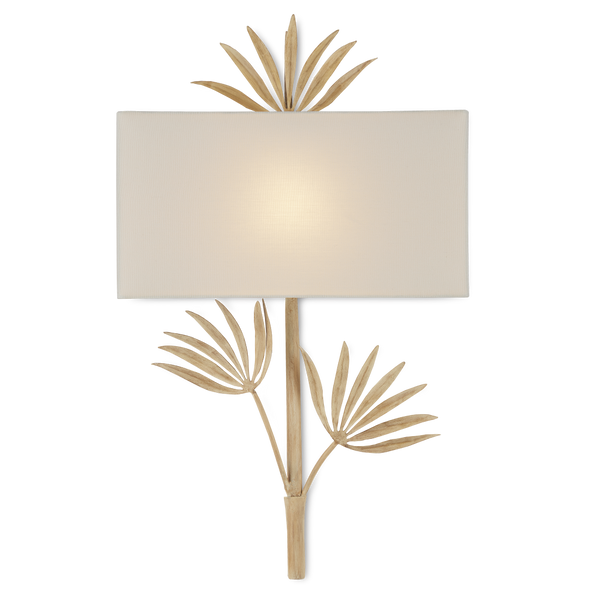 Calliope Nature-Inspired Coco Cream Wall Sconce with Elegant White Shade, Artisan Crafted Design