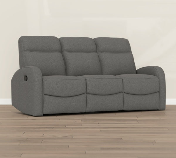 English Elm Brown Dual Reclining Sofa with Pillow Back Cushions and Pull Tab Seats for Living Rooms Gray B361P483238