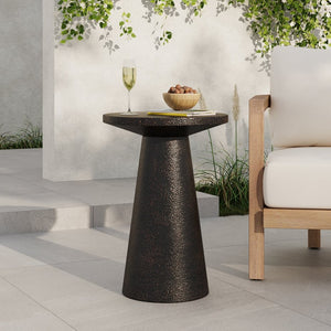 English Elm Mgo Compact Side Table Weatherproof Magnesium Oxide Build for Patio or Living Room Black N776P372343B