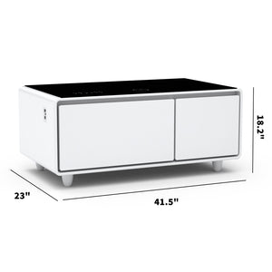 English Elm Modern Smart Coffee Table with Fridge Wireless Charging Bluetooth Speaker Rgb Ambiance W1172P476246