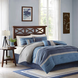 Madison Park Collins Casual 7 Piece Microsuede Comforter Set MP10-1638 Navy