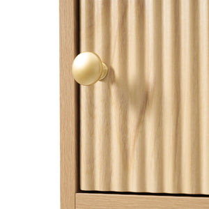 English Elm 67.7" Tall Freestanding Bathroom Cabinet with 3 Drawers, Open Shelves, Gold Handles, Anti-Tip Safety N729P335604O