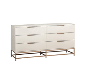 Sunpan Rebel Dresser – Modern Cream Oak Wood Design with 9 Soft Closing Drawers and Elegant Hardware Small - 66W x 19D x 34.25H