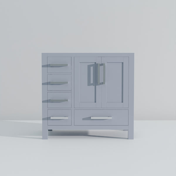 English Elm Dark Grey Bath Vanity 36" W X 22" D - Stylish Storage Solution With Soft-Close Drawers & Quick Install B2731P258821