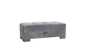 English Elm PrimeNest Upholstered ZenAero Convertible Ottoman with Wood Trim, Click-Clack Storage, Microfiber Comfort Gray B030P280980
