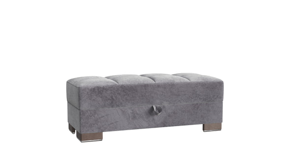 English Elm PrimeNest Upholstered ZenAero Convertible Ottoman with Wood Trim, Click-Clack Storage, Microfiber Comfort Gray B030P280980