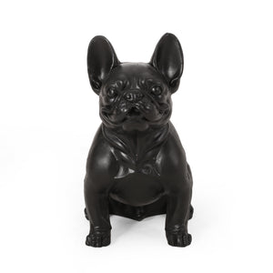 English Elm Christopher Knight Home® - DOG French Bulldog Garden Sculpture Cast Stone Outdoor Accent with Antique Wash, Durable Charm Black 70293.00BLK