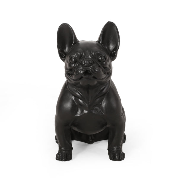 English Elm Christopher Knight Home® - DOG French Bulldog Garden Sculpture Cast Stone Outdoor Accent with Antique Wash, Durable Charm Black 70293.00BLK