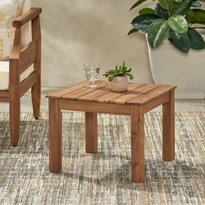 English Elm Christopher Knight Home® - TEMECULA Side Table Crafted from Durable Acacia Wood with Classic Slat Top, Stylish Outdoor Accent Piece Brown 66469.00
