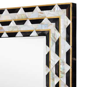 Macy Rectangular Mirror - Elegant Artisanal Design with Mother of Pearl, Horn & Brass Frame