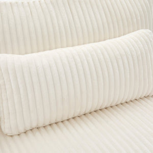 English Elm Modern Corduroy Upholstered Loveseat Sofa with Pocket Springs and Four Accent Pillows Beige N763S000040A