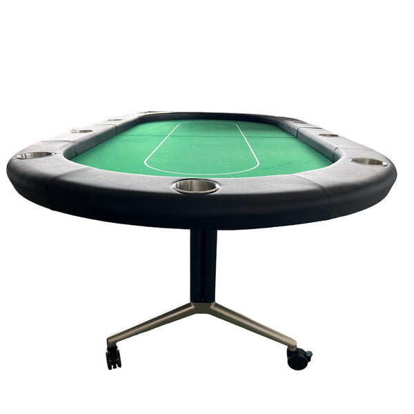English Elm Ino Design 94 Inch Oval Felt Poker Table Seats Ten with Casters and Cup Holders Green W2748P321635