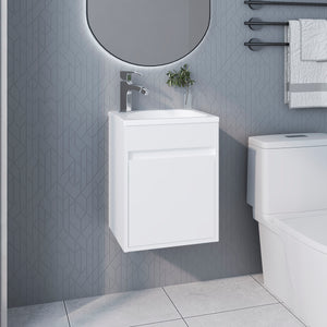 English Elm FM Wall-Mounted Belle Bathroom Vanity with Built-In Sink, Floating Design, Soft-Close Door, Sleek Storage Solution White 24 L x 21 W x 11 H B128P335849