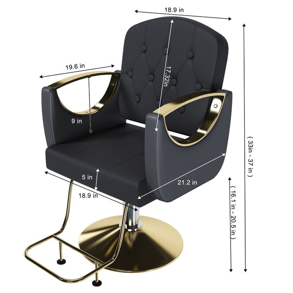 English Elm Hydraulic Salon Chair with Foot Pump Swivel Base Pu Leather Seat for Barber Tattoo Spa W2700P410954