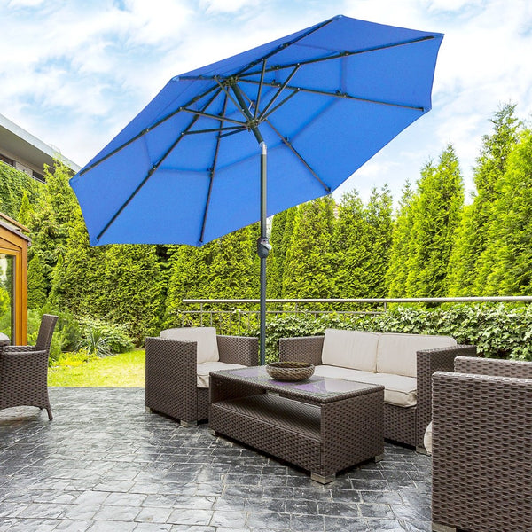 English Elm Outsunny 9Ft Elegant Patio Umbrella With Crank & Tilt - Durable Outdoor Market Shade For Decks & Lawns W2225P200444-GIGA