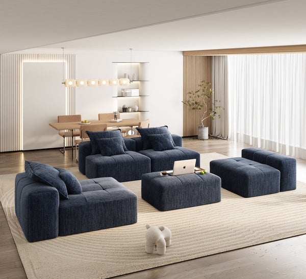 English Elm Modern Oversized Modular Sectional Sofa In Sparkling Chenille - Customizable 6-Piece Design & Pillows W1885S00075