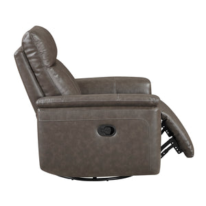 English Elm Luxury Premium Leather Recliner with 360° Swivel, Gentle Glide, High-Density Foam & Pocket Coils Dark Brown 36 L x 30.5 W x 26 H B011P395828