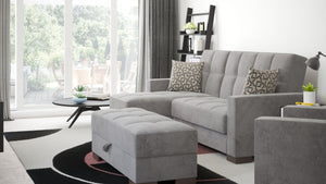 English Elm PrimeNest NimbusFlow Upholstered Ottoman with Storage and Click-Clack Tech, Microfiber Comfort 52" Gray B030P280963