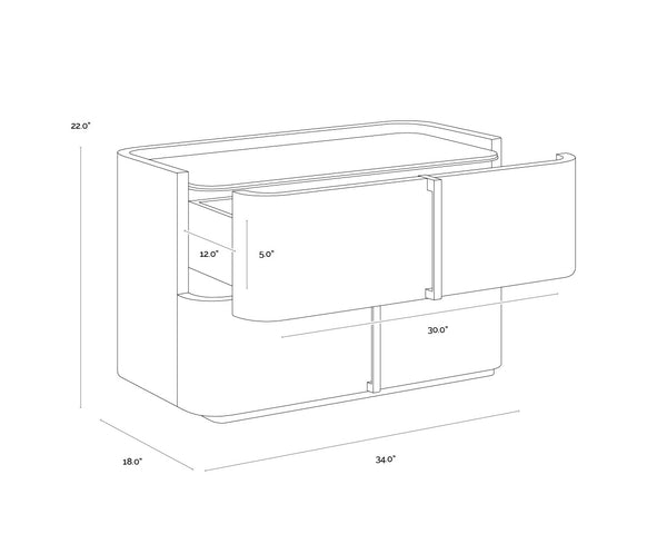 Sunpan Jamille Large Nightstand - Elegant Cognac Faux Leather Design With Solid Acacia Wood Base Brown Faux Leather ,Wood 112014