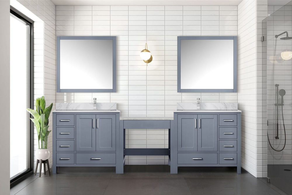 English Elm Dark Grey Double Bath Vanity With Carrara Marble Top & Chrome Faucets - Luxurious Storage Solution B2731S01185