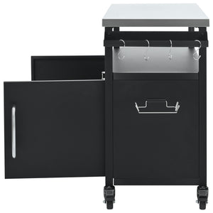 English Elm K&K 54.5" Outdoor Kitchen Island with 1.6" Stainless Top, Locking Wheels, Spice Rack & Bottle Opener N707P270779B