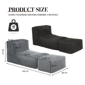 English Elm Zdfk-shenhui Corduroy Modular Floor Chaise Convertible Lounge Seat for Small Spaces W3737P423680