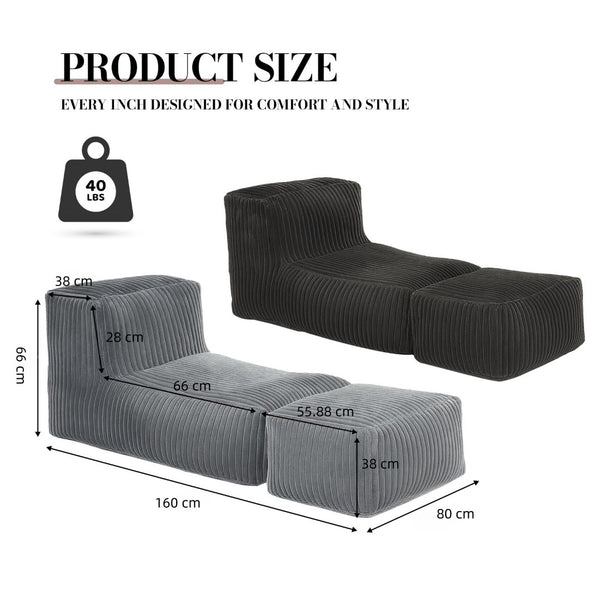 English Elm Zdfk-shenhui Corduroy Modular Floor Chaise Convertible Lounge Seat for Small Spaces W3737P423677