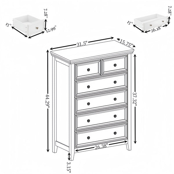 English Elm Modern 6-Drawer Dresser - Stylish Farmhouse Storage Solution With Vintage Hardware For Any Room W2275P149796