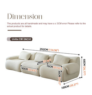 English Elm Modular Sectional Sofa - Space-Saving Modern Design, Cozy Sherpa Fabric, Perfect For Small Rooms W3622S00001