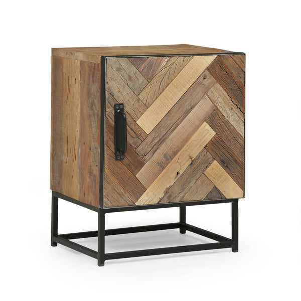 English Elm Christopher Knight Home® - NIGHT Handcrafted Recycled Wood Nightstand with Zig-Zag Slat, Iron Frame, Boho Storage Charm 68579.00