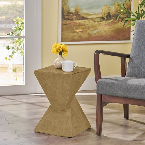 English Elm Christopher Knight Home® - TESS Modern Side Table with Sculptural Hourglass Design, Hand-Finished Accent for Indoor/Patio Spaces Light Natural N770P341402L