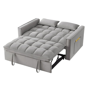 English Elm 4 Loveseat Sofa Bed with Storage Pockets & Armrests, Convertible Pull-Out Sleeper with Wheels, Tufted Comfort and Durable Frame for Small Spaces Gray W2186P166130