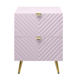 English Elm Pink High Gloss 2-Drawer Nightstand