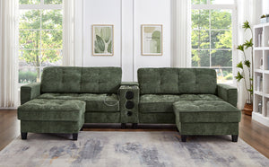 English Elm Swivel Barrel Accent Chair Chenille Tufted Round Club Seat for Living Room Lounge Green N719S002290F