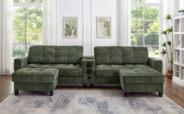 English Elm Swivel Barrel Accent Chair Chenille Tufted Round Club Seat for Living Room Lounge Green N719S002290F