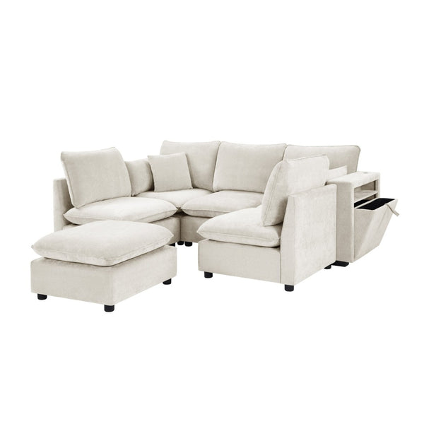 English Elm Swivel Barrel Accent Chair Chenille Tufted Round Club Seat for Living Room Lounge Beige N719S002300A