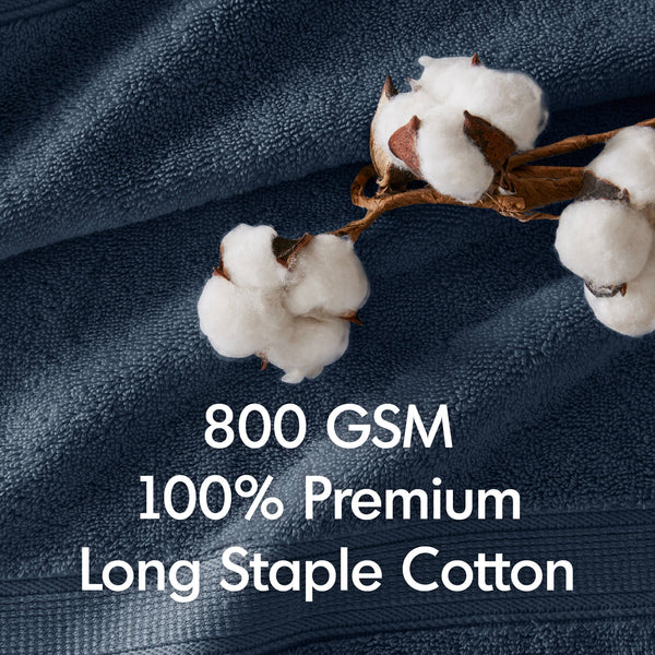 JLA Home Madison Park Signature - Ultra-Soft Spa Cotton Towels Set — 800 GSM Plush, Oeko-Tex Certified, Antimicrobial, Ultra Absorbent Slate Blue MPS73-460