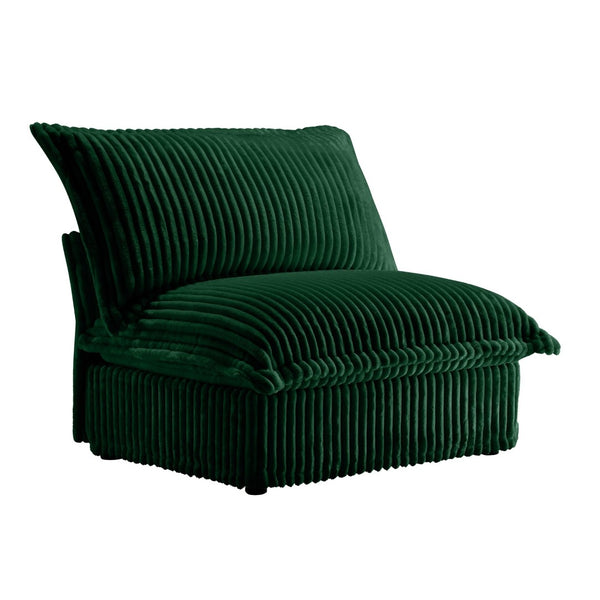 English Elm Koala Armless Corduroy Sofa Deep Seat Wraparound Back Support for Living Rooms Green W3041P272941