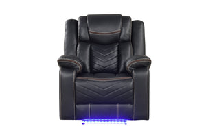 English Elm Challenger Power Recliner with USB Ports, LED Ambient Lighting, Faux Leather, Modern Accent Stitching and Easy Control Black B009P294749