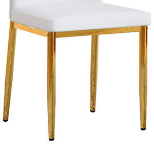 English Elm Set of 4 Brown Shell-Pattern Dining Chairs with Ergonomic Tech Fabric, Sturdy Metal Legs, 37" White+Gold W1151P359611