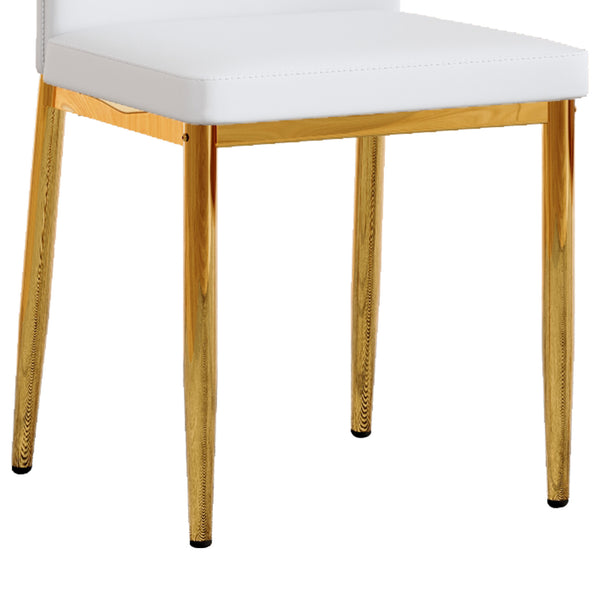 English Elm Set of 4 Brown Shell-Pattern Dining Chairs with Ergonomic Tech Fabric, Sturdy Metal Legs, 37" White+Gold W1151P359611