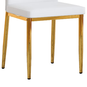 English Elm Set of 6 Pu Leather Dining Chairs with Gold Metal Legs for Glam Modern Rooms W1151P359613