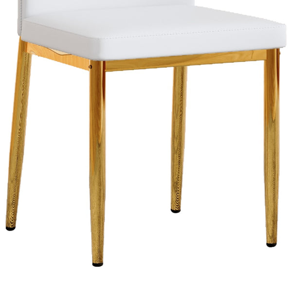 English Elm Set of 6 Pu Leather Dining Chairs with Gold Metal Legs for Glam Modern Rooms W1151P359613