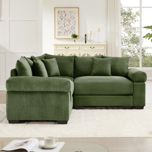 English Elm Oversized Modular Sectional Couch With Deep Seats, 10 Plush Pillows, Premium Corduroy, Easy Assembly W714S01338-GIGA