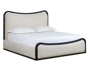 Sunpan JUNIA Bed - King Size - Modern Upholstered Design with Warm Wood & Gold Accents for Luxurious Style 112132