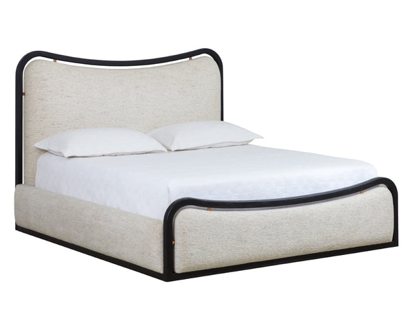 Sunpan JUNIA Bed - King Size - Modern Upholstered Design with Warm Wood & Gold Accents for Luxurious Style 112132
