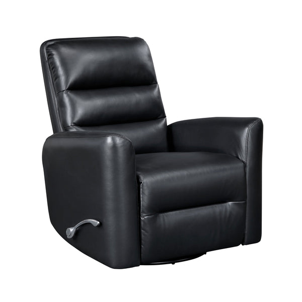 English Elm Glider Swivel Recliner Chair with Smooth Gliding Motion, Breathable Faux Leather, Luxurious Comfort and Space-Saving Design Black 34 L x 31 W x 26.5 H B011P287700