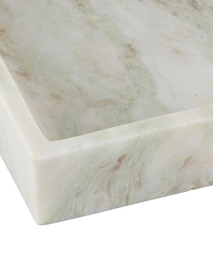 Currey & Company Bilbao Onyx Tray - Exquisite Natural Stone With Pastel Veining, Elegant Design For Home Decor White Aravali Onyx 1200-1034-currey-company