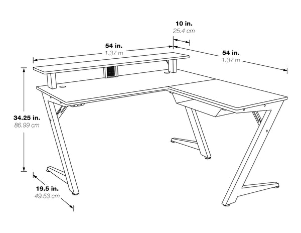 OSP Home Furnishings Avatar Battlestation Gaming Desk Red